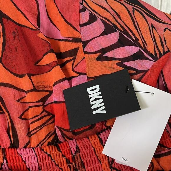 DKNY Women’s Plus Size Printed Smocked Fit & Flare Dress 18W - Picture 4 of 4